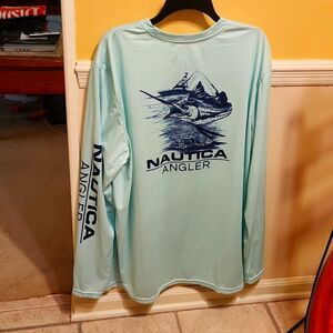 Nautica Angler Men's Seafoam Green Longsleeve Shirt Swordfish Size XL